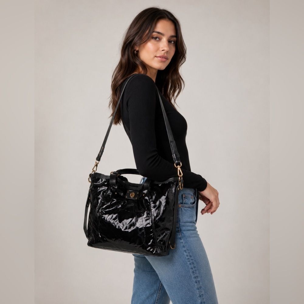 *Marc Jacobs* Black Patent Hobo Tote EUC